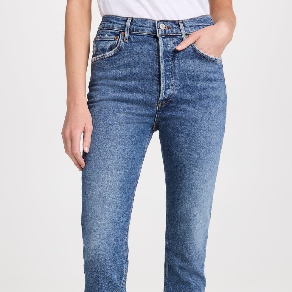 AGOLDE Riley High Rise Straight Crop Jeans, color: transfer